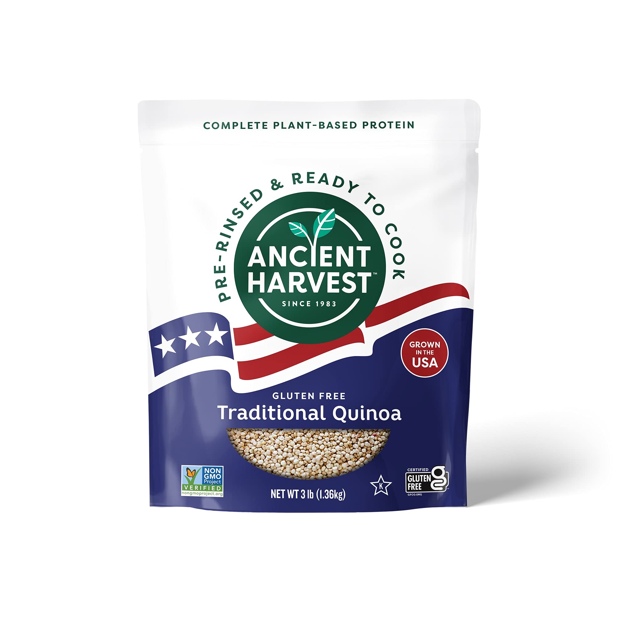 Buy Ancient Harvest USA Grown White Quinoa 3lbs (1.3kg) NonGMO, Vegan