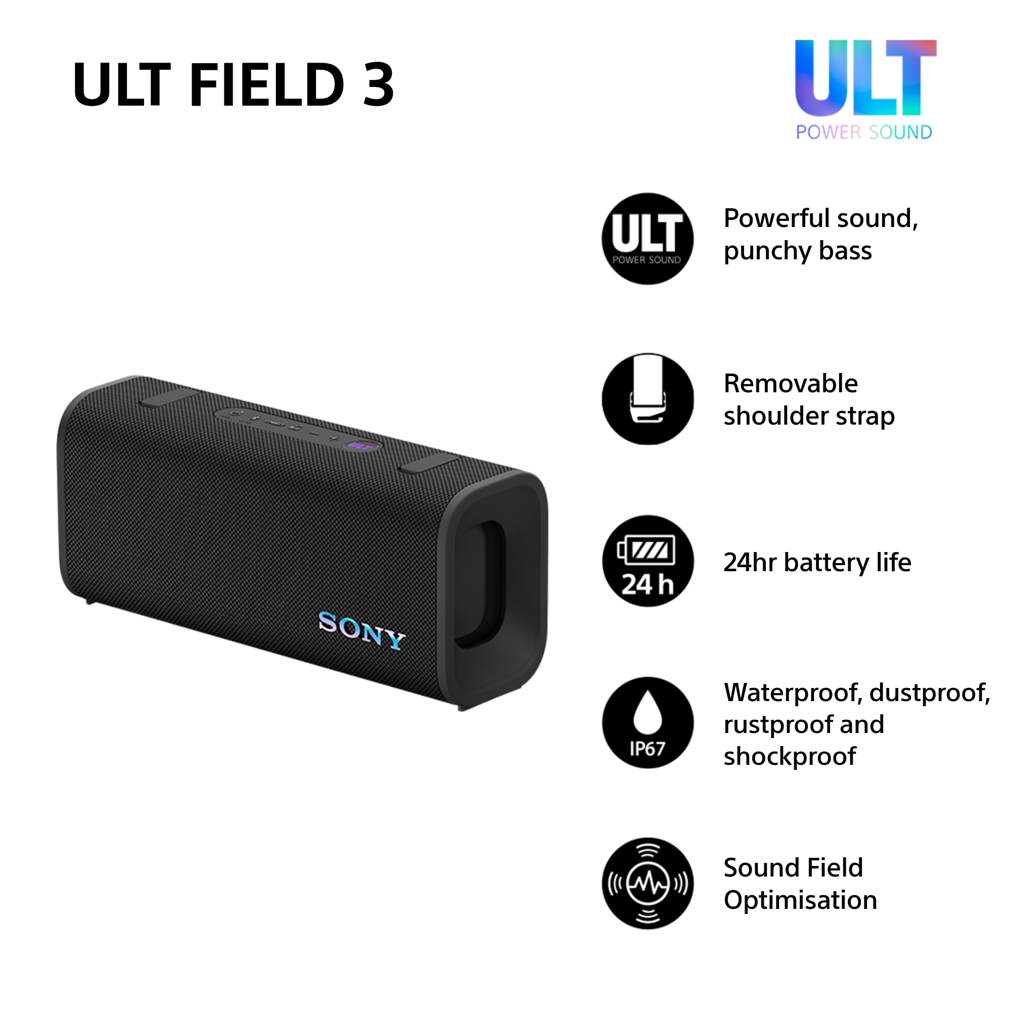 Image secondaire de Sony ULT Field 3 - Enceinte Bluetooth Portable avec Autonomie de 24 Heures