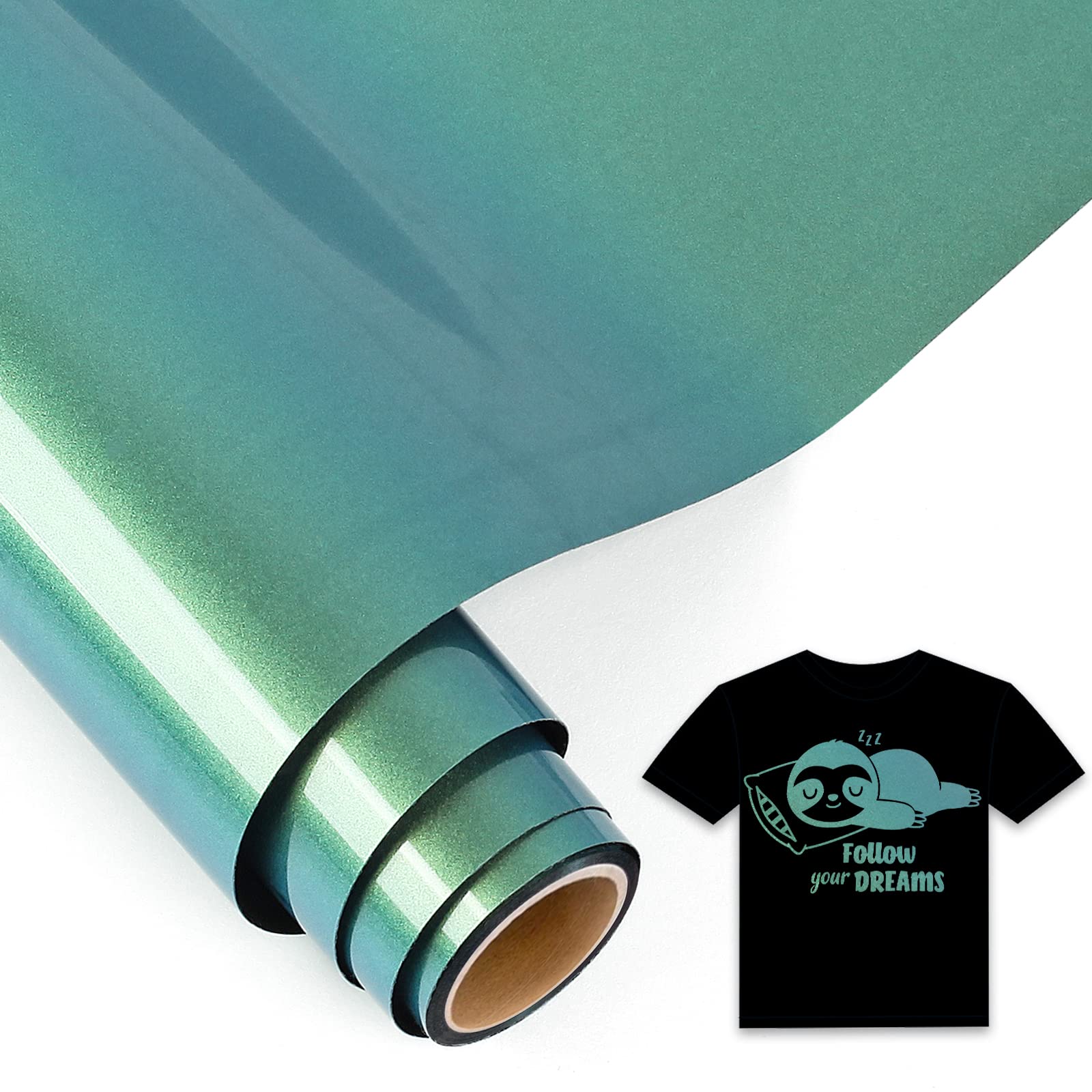 IModeur 5Ft Chamäleon Plotterfolie Textil Gold nach Grün - 30,5 x 152,5 cm Flexfolie Plotter Textil für Silhouette, Kleidung, Mützen, Hosen, andere Stoffe