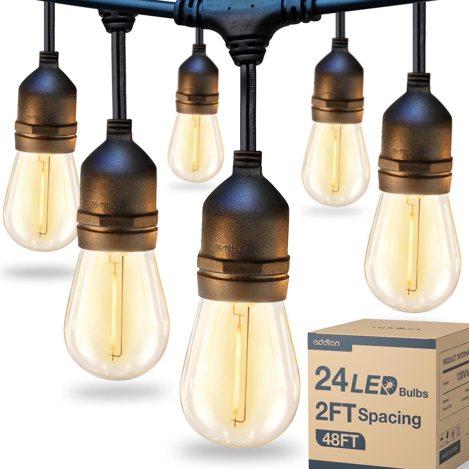 addlon 48FT LED Outdoor String Lights with 25 Edison Vintage