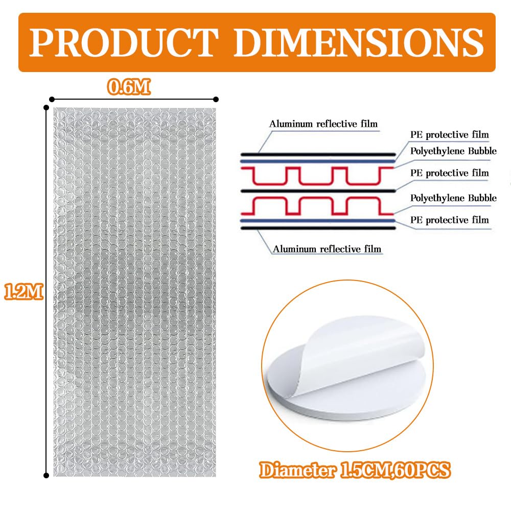 Eco-Friendly Radiator Reflector Panels 0.6m x 1.2m, Bubble Foil Insulation for Heat Retention Roof & Wall Thermal Barrier - Image 2