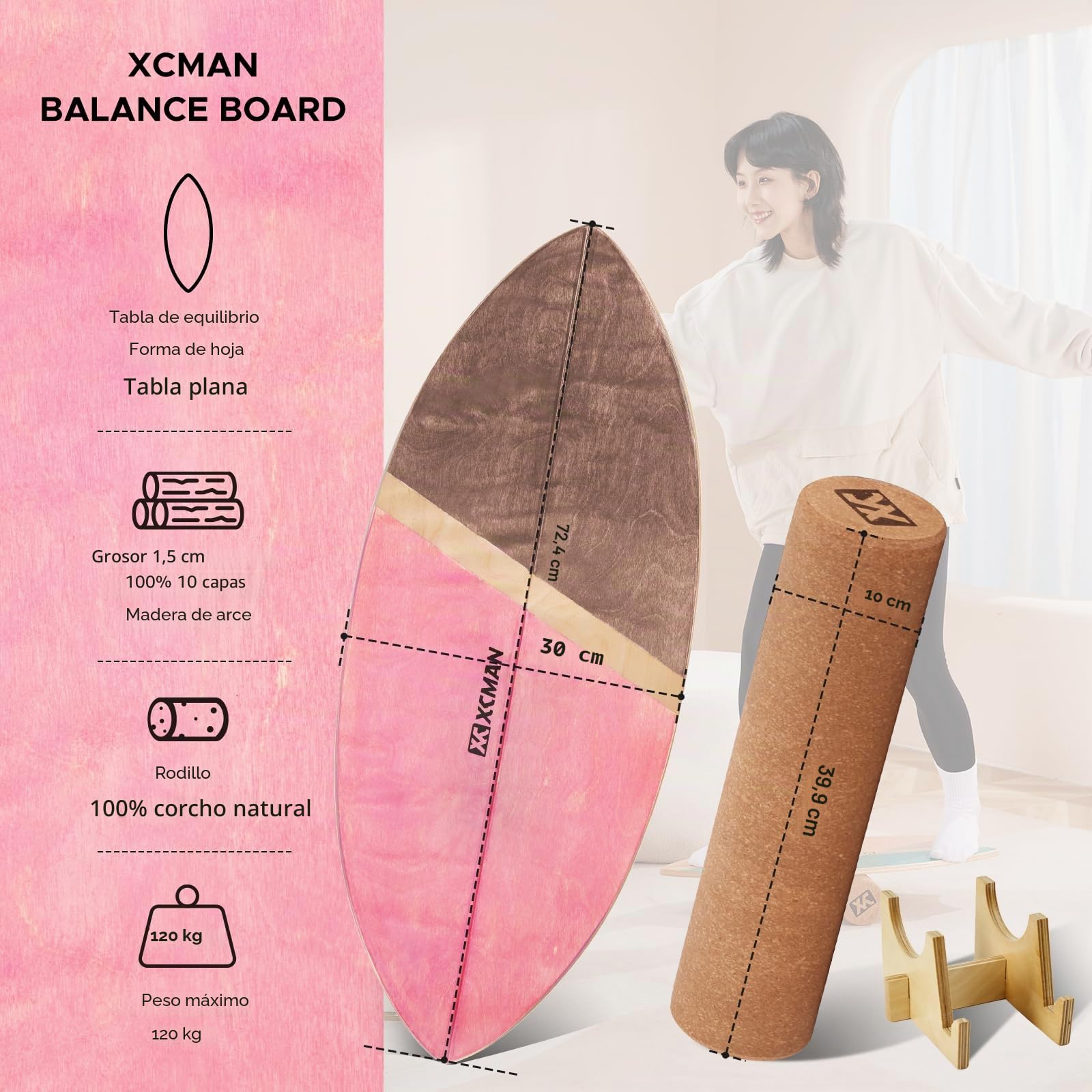 XCMAN Tabla de equilibrio de surf con rodillo - Entrenador de estabilidad para adultos y niños, para surf, snowboard, monopatín, hockey