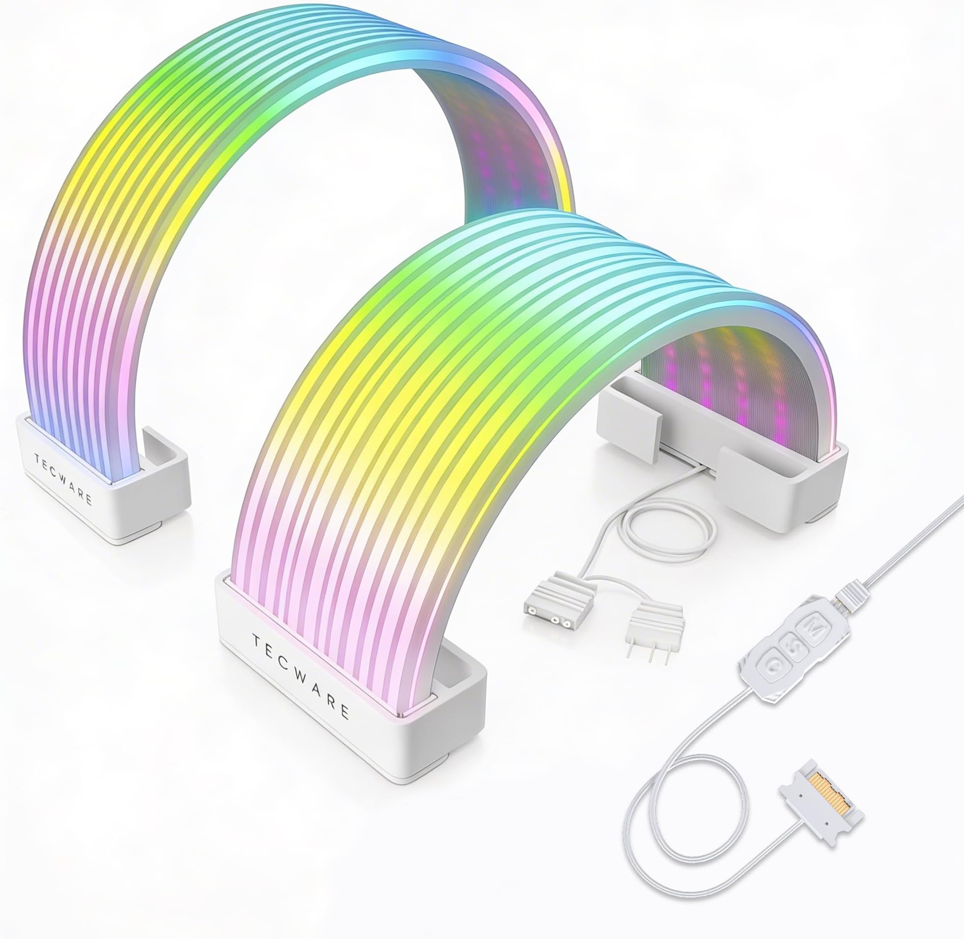 TECWARE Flex RGB Light Strip Set for PSU, GPU, Motherboard ARGB Sync PC Case Accessory, Compatible with 8-pin & 24 pin (White)