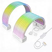 Vista 10 de TECWARE Kit de cubierta de cable RGB Flex Compatible con placa base de 24 pines y GPU de 8 pines/16 pines Extensión de cable PSU ARGB