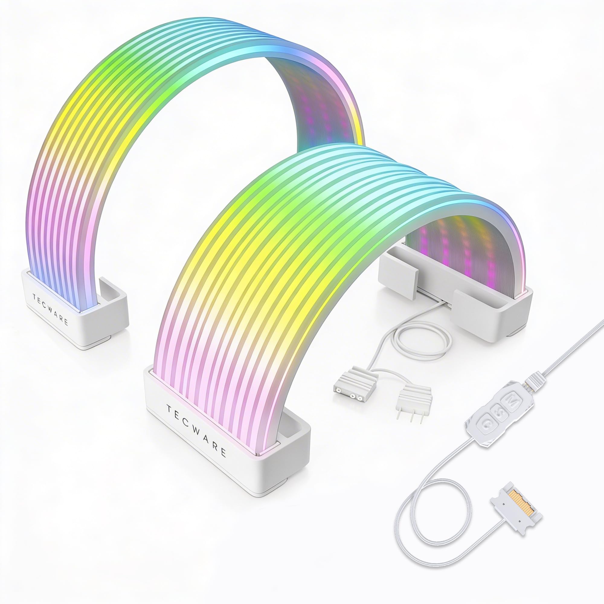 TECWARE Flex RGB Cable Cover Kit | Compatible with 24-Pin Motherboard and 8-Pin/16-Pin GPU | ARGB PSU Cable Extension with 5V