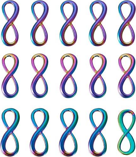 FASHEWELRY 20 piezas de aleación de eslabones de arco iris, dijes de infinito, adornos de metal grabado multicolor para fabricación de joyas de