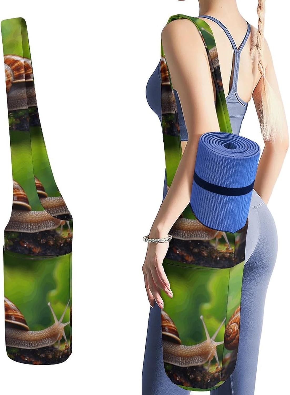 Yoga Mat Organizer, Wildlife Animal Snail Print Yoga Mat Bag Gym Mat Bag Canvas Storage Bag Durable Yoga Carrier