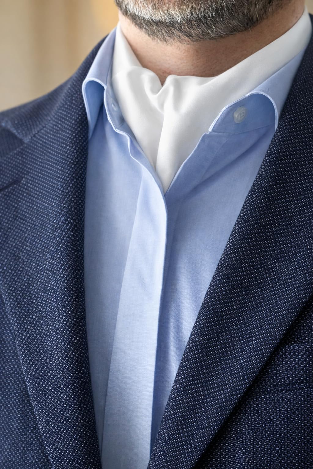 Remo Sartori Uni Cravate Ascot Foulard, 100% Soie, doubles-pointées, Fabriqué en Italie, Homme
