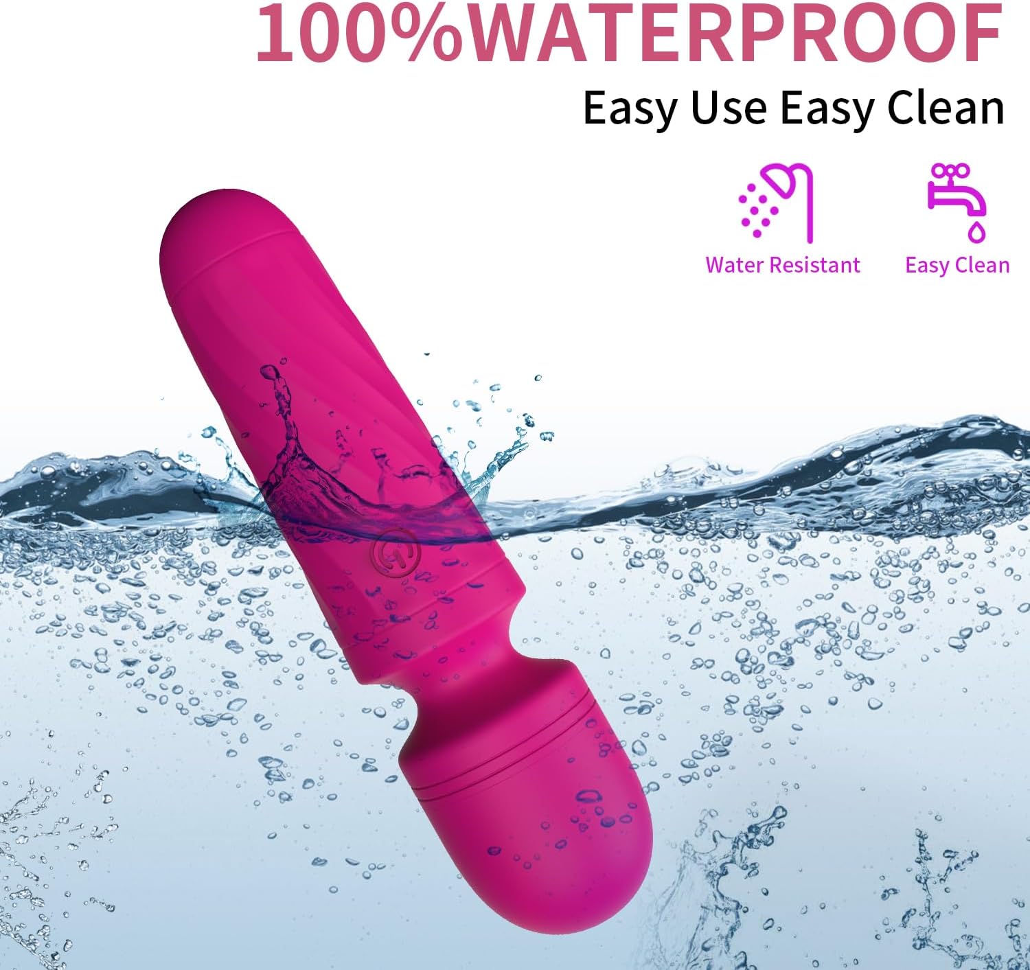 Handheld Personal Mini Massager Tool– Waterproof, USB Rechargeable, 10 Vibration - Perfect on Back Legs Hand Pains and Sports Recovery(Rose red)