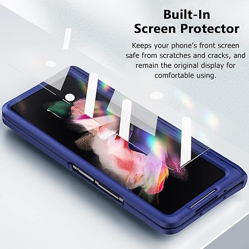 Miniatura 3 de Miimall Funda para Samsung Z Fold 3 con protección de bisagra, protector de pantalla incorporado Kickstand Magnetic Hinge Cover Full Body PC Funda