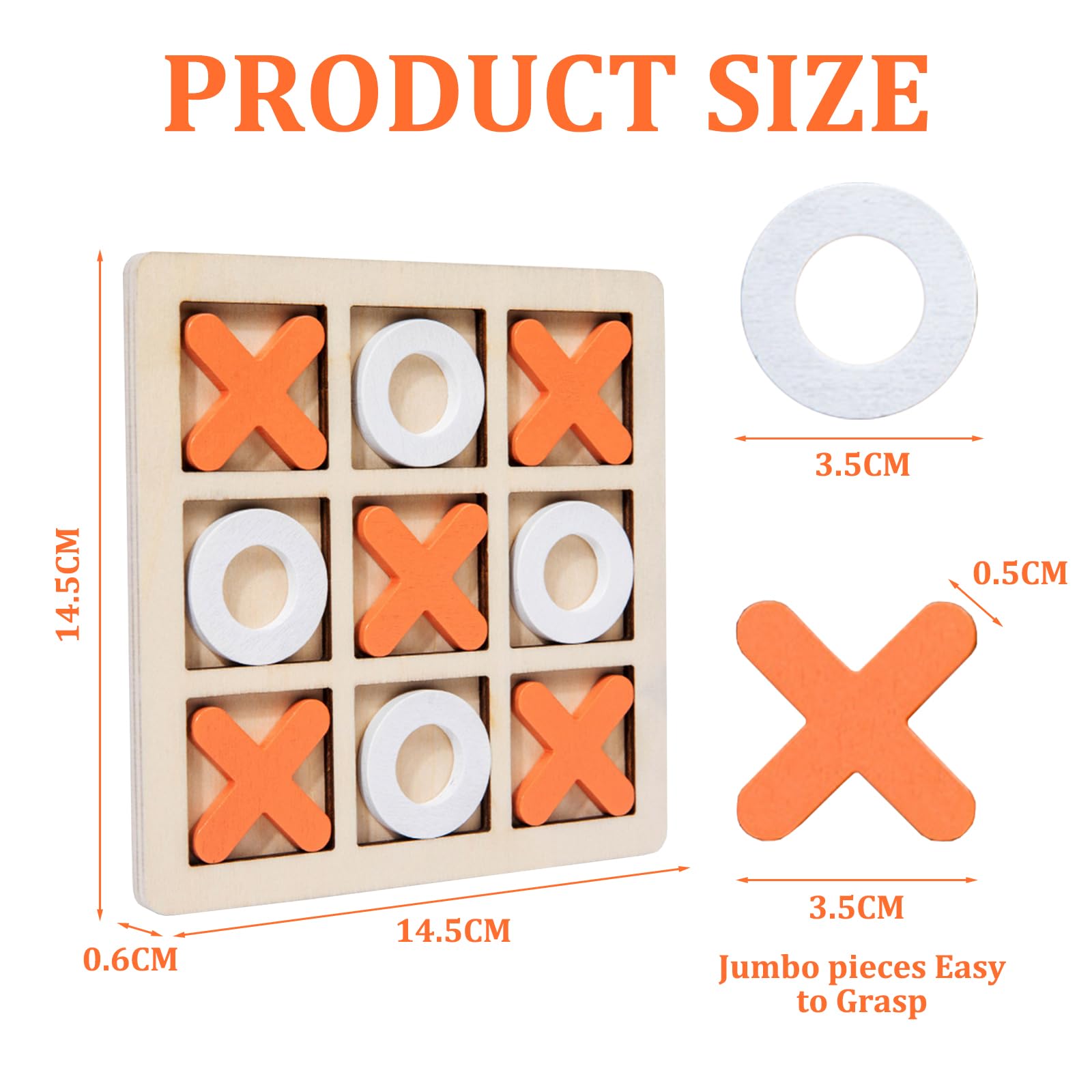 Tic Tac Toe Extreme – 2 Stück Holzspiel In Orange – Strategisches Reisespiel Für Unterwegs