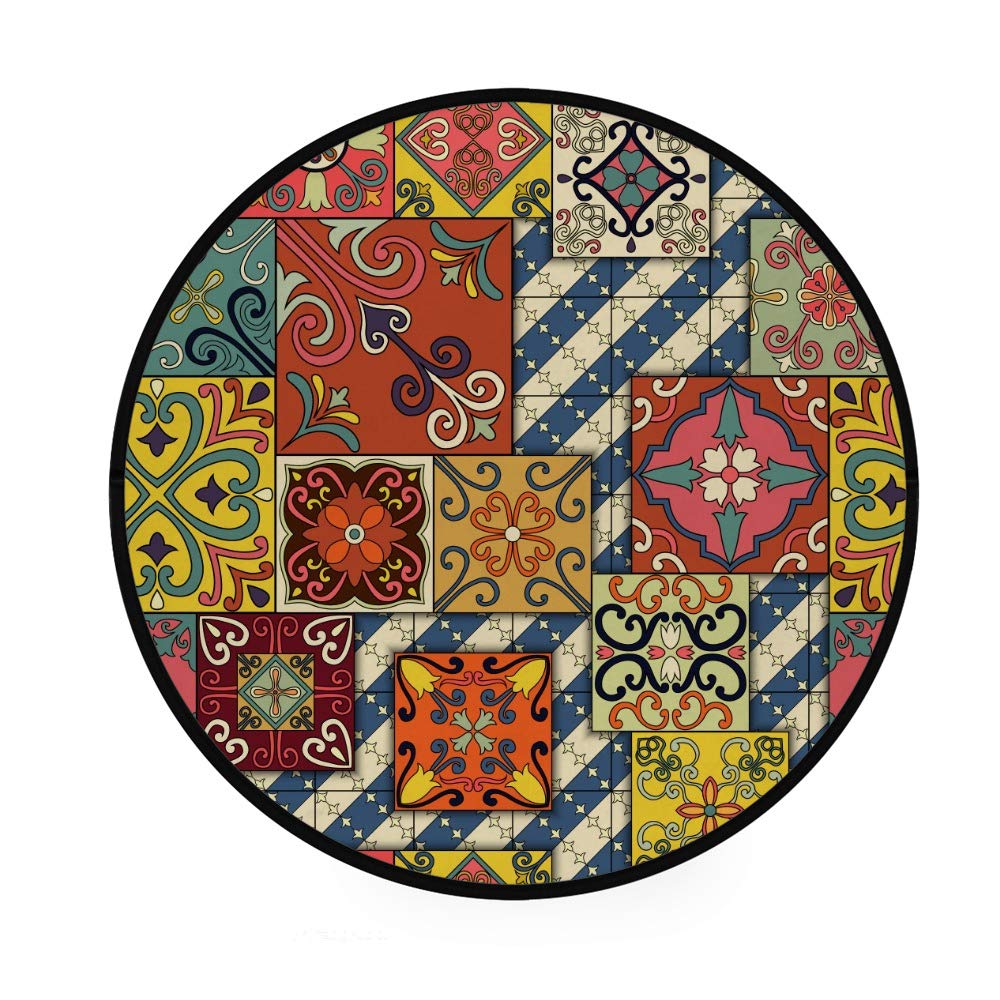 Tapis de sol Talavera rond pour sublimer l'entrée et le salon des maisons animées