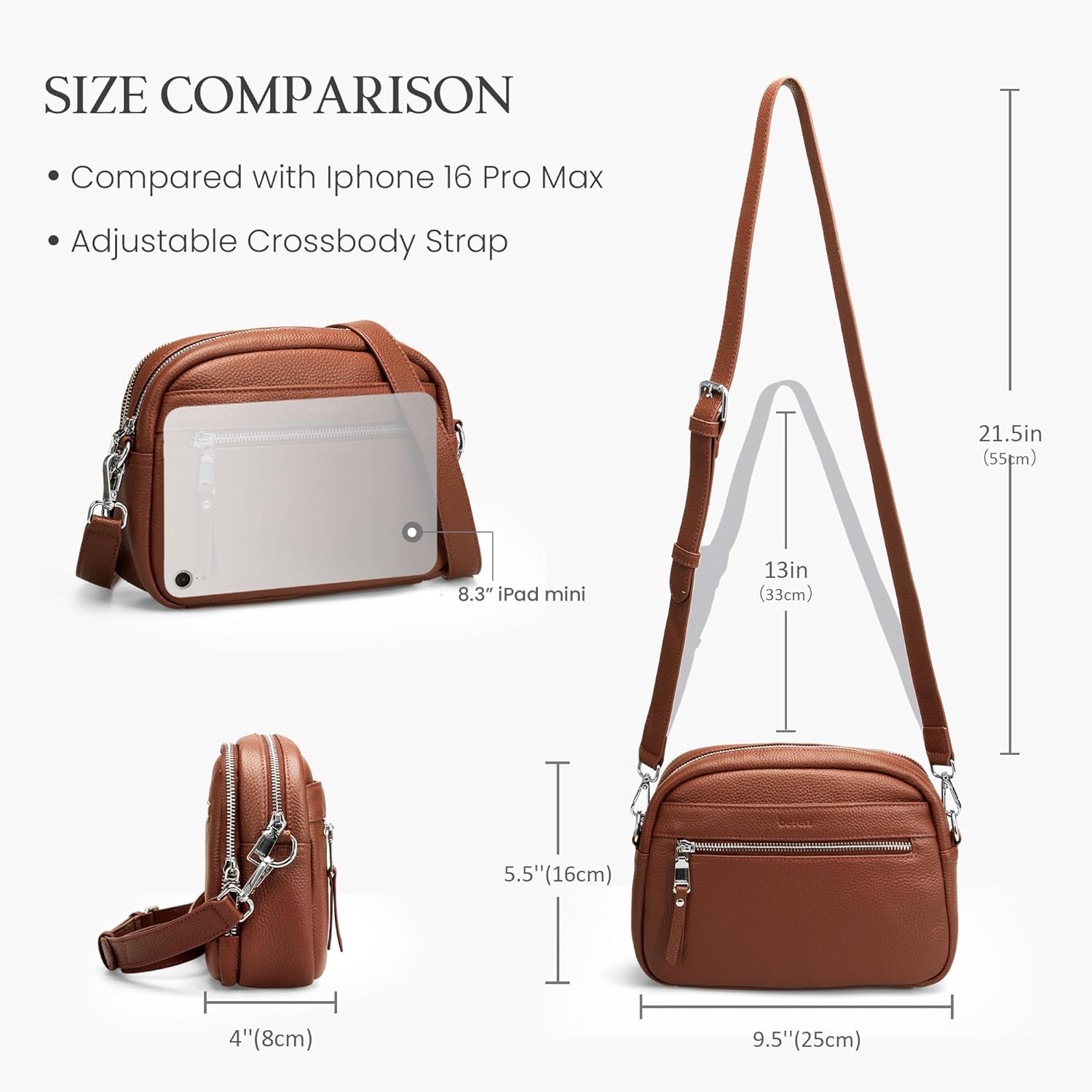 befen Genuine Leather Crossbody Bags for Women, Purses with Built in RFID Wallet Woman Camera Shoulder Bag Handbags | Genuine Leather, Built in RFID Wallet, Genuine Leather, Built in RFID Wallet - Image 7