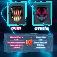 Vista 3 de Máscara LED con detección de gestos, máscara de luz para niños, hombres y mujeres, máscara LED de Halloween para disfraz y fiesta de cosplay