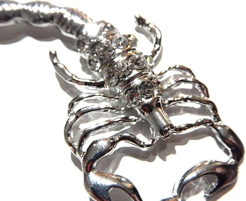 Miniatura 4 de Pendientes de aro de escorpión gigante con diamantes de imitación de cristal plateado arácnido insecto glam punk posts, Metal, cristal, vidrio