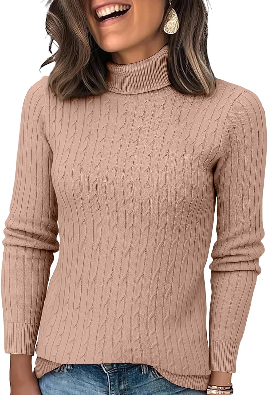 Pullover Sweaters for Women Long Sleeve Mock Neck Top Lightweight Knit Slim Fit Basic Shirt Casual Comfiest Airport Outfits