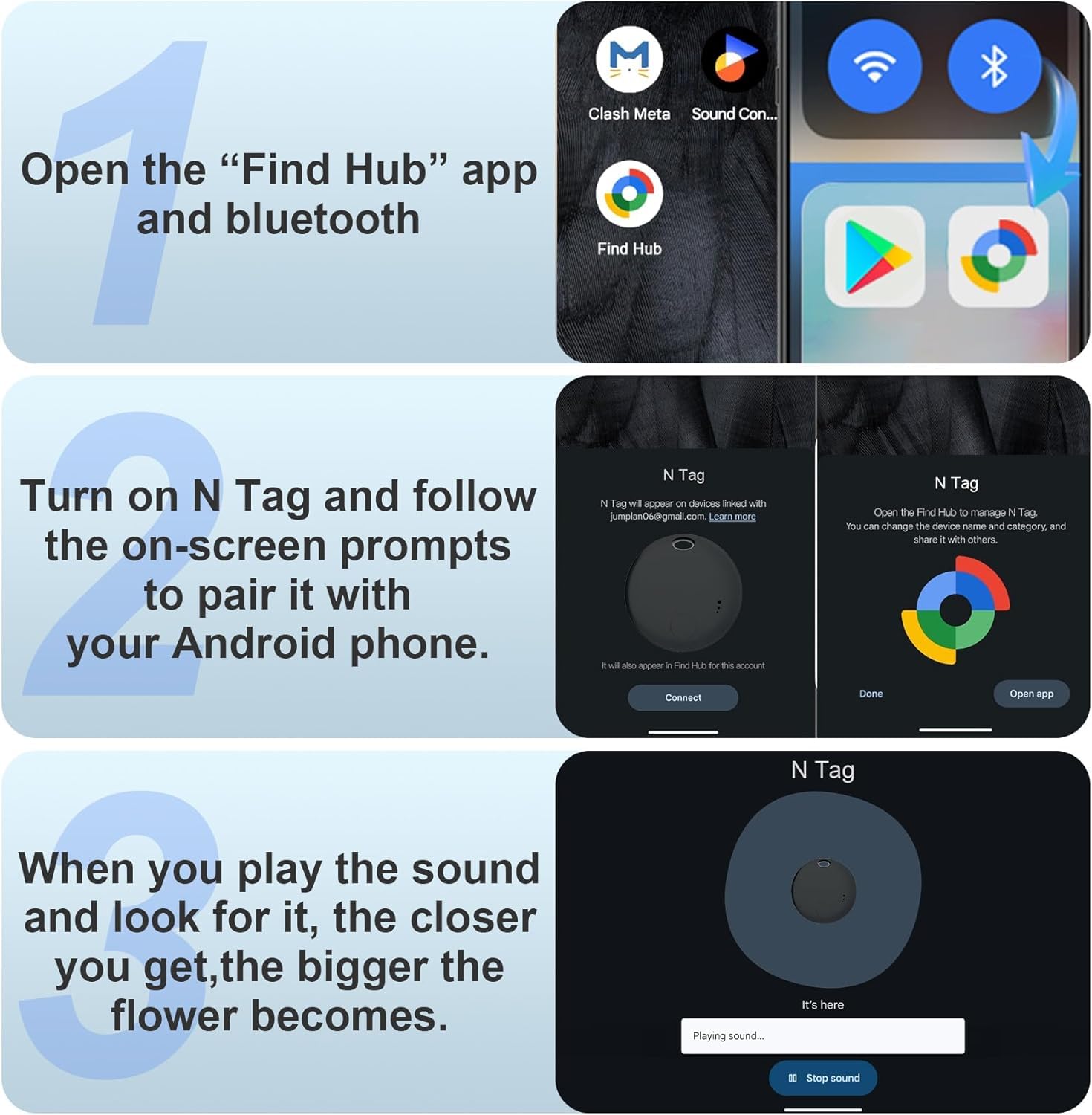 Smart Air Traceur, Traceur Localisateur D’Objets Bluetooth, Fonctionne avec l’app Google Localiser, Batterie Longue Durée,Air Tracker Android pour Les clés/Portefeuilles/valises (Noir, 2 Pack) - 3