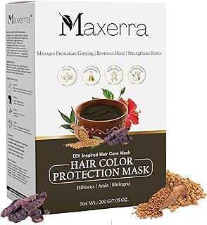 Maxerra Hair Color Protection Mask Powder | DIY Inspired Ayurvedic Hair Care | With Hibiscus, Amla, Bhringraj &amp; Shikakai |...