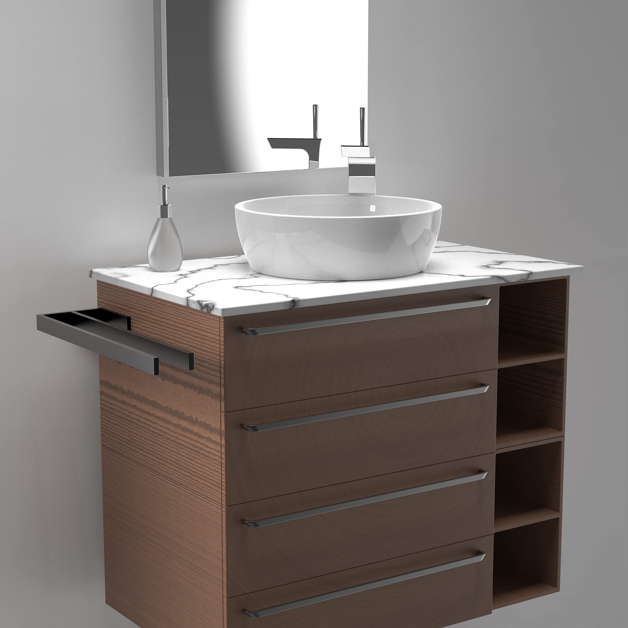 Toallero Jörn con dos barras para lavabo, Colgador Pared, Negro, Aluminio, Longitud: 400 mm, Altura: 25 mm, Profundidad: 120 mm