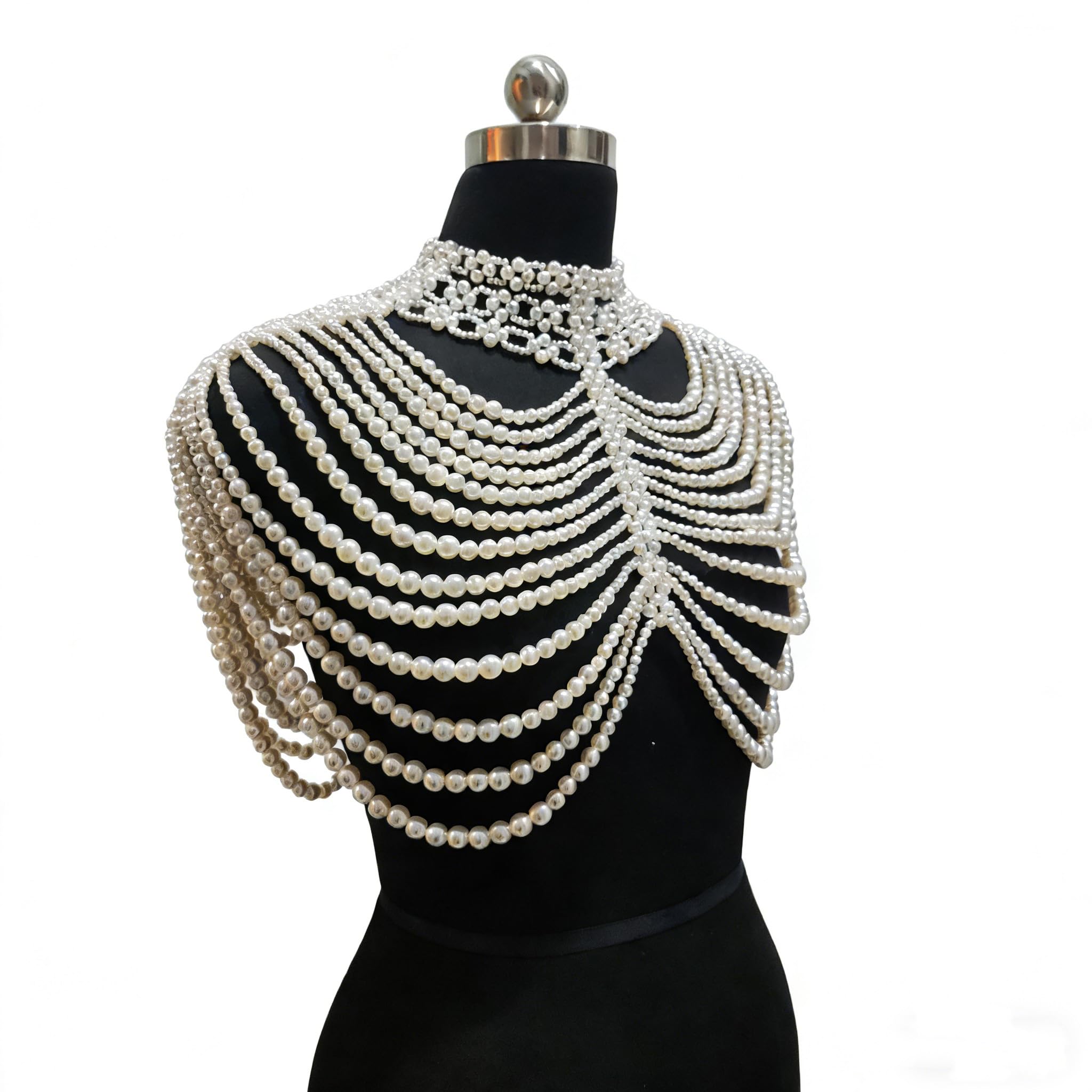 Vintage-Perlen-Umhang, Damenschal, Perlen-Capelet für Braut, Hochzeit, Steampunk-Kostüm