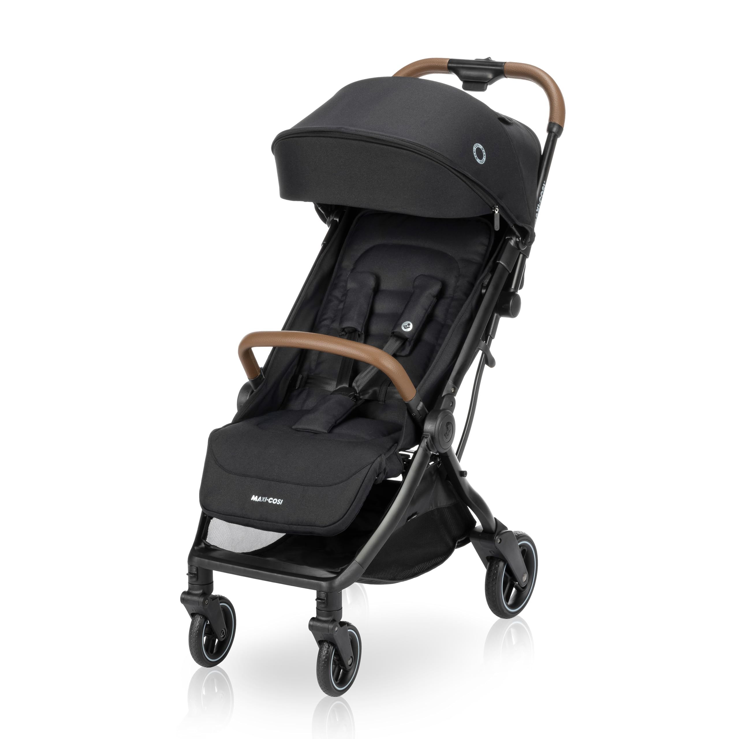 Maxi-Cosi Eva Lightweight Compact Travel Stroller, Infant to Toddler (Up to 48 lb), One-Hand Auto Fold, Full Recline Seat, Puncture-Proof Wheels, Extendable FPS Canopy, Includes Car Seat Adapters, Travel System Compatible