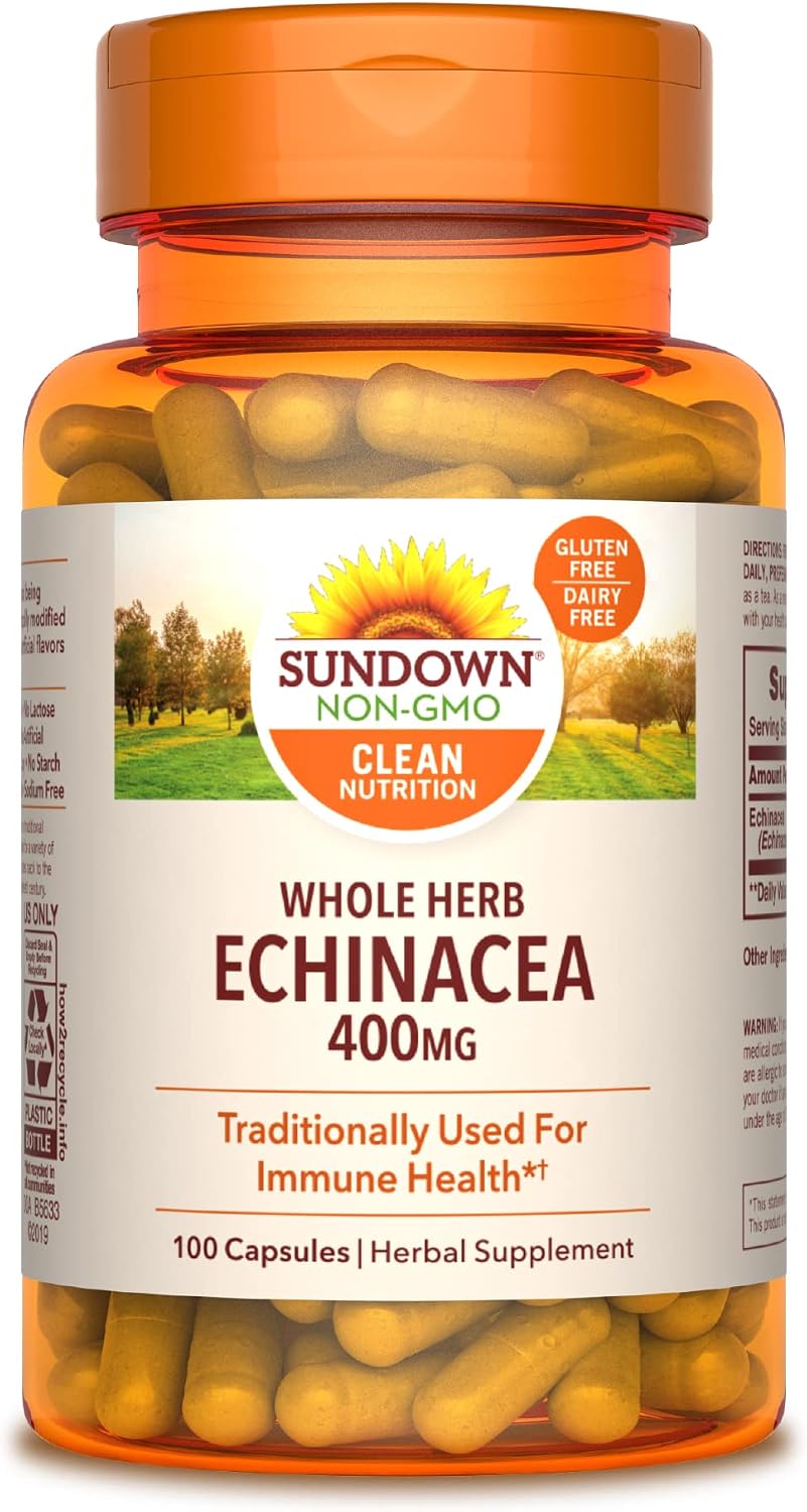 Sundown Whole Herb Echinacea 400mg, Traditionally Used for Immune Support, 100 Capsules