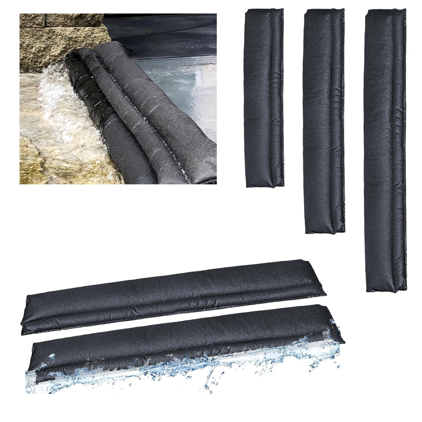6 Stück 150×20cm Sandsäcke hochwasser Wasseraktivierte Hochwassersperren für Haustüren Hochwasserschutz bei türen für Garagen und Keller