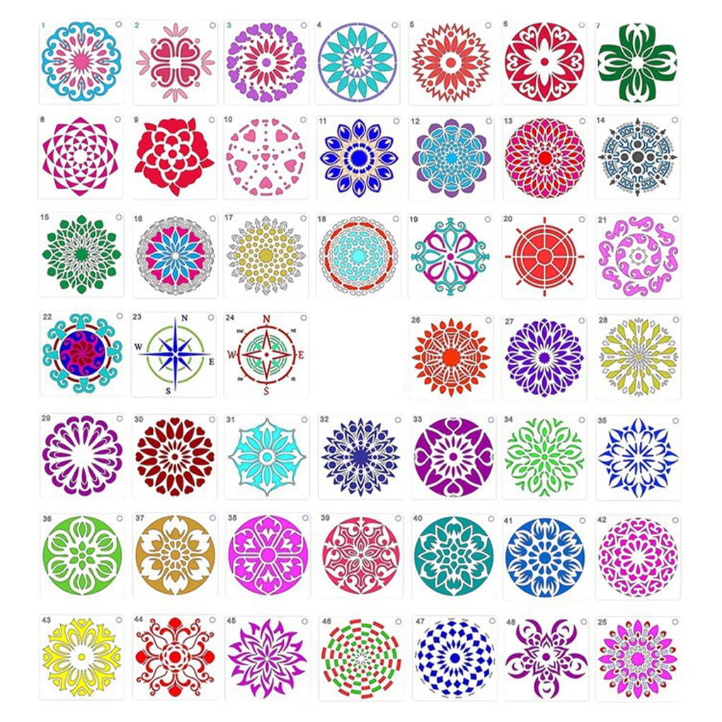 Lot de 5 pochoirs mandala pour peinture, scrapbooking, gaufrage, décoration d'album, fournitures de pulvérisation de pierre