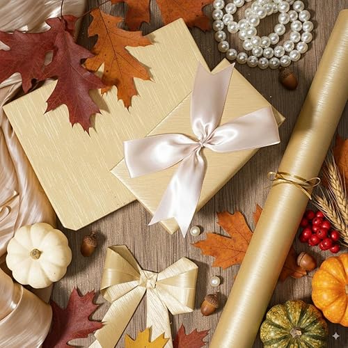 Miniatura 8 de BIOBROWN Rollo de papel de regalo de estraza dorado de 17 pulgadas x 33 pies (47 pies cuadrados) de color sólido, papel de regalo con textura