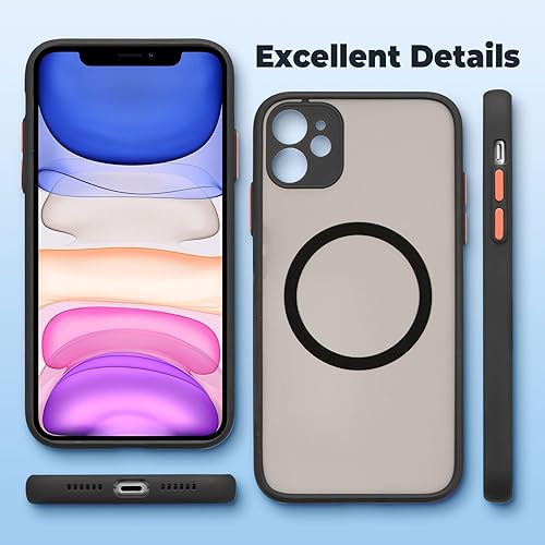 Miniatura 6 de ZCDAYE Funda magnética para iPhone 11, compatible con carga inalámbrica tacto sedoso parte trasera de policarbonato mate TPU parachoques a prueba de
