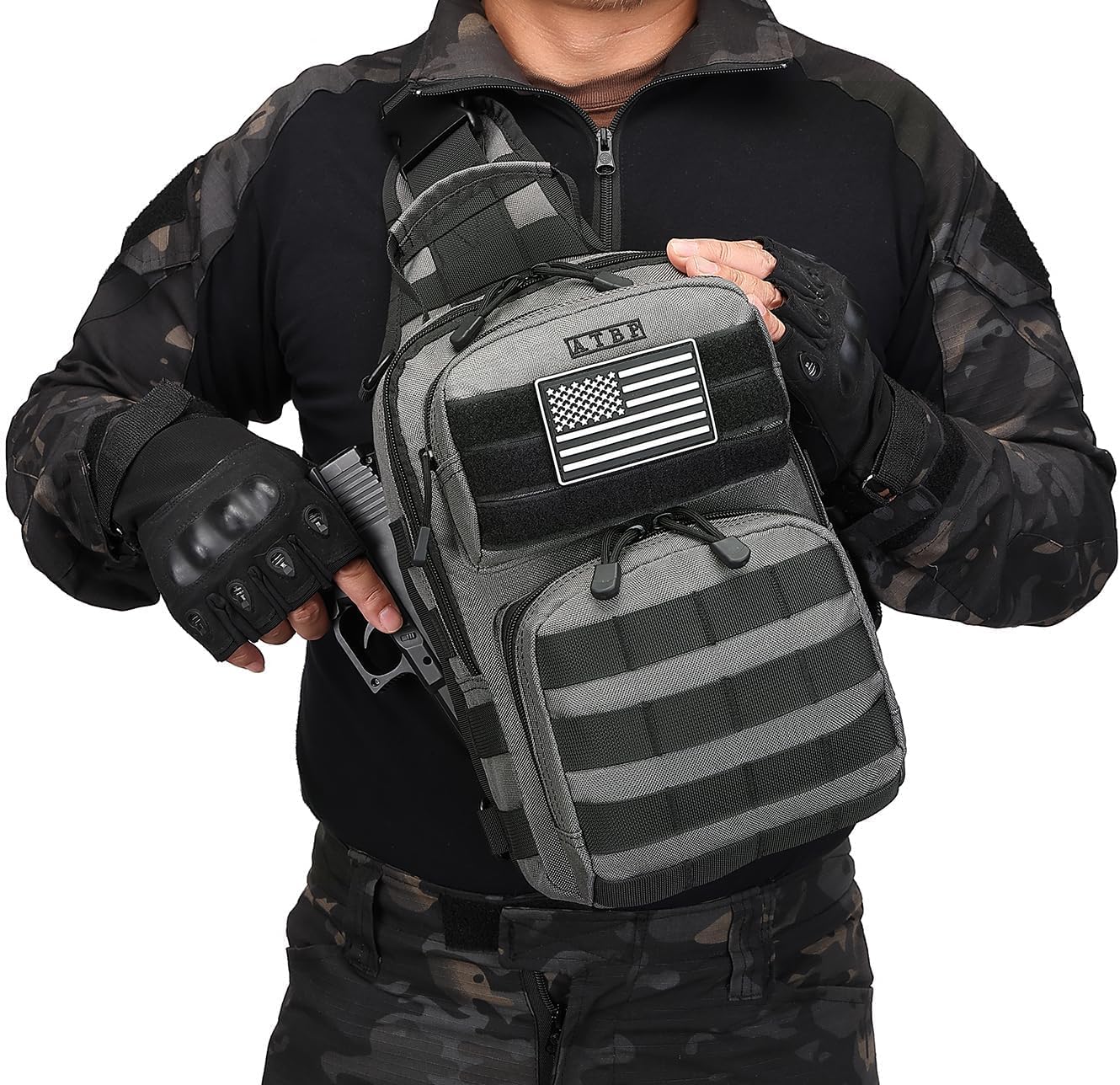 ATBP Tactical Sling Backpack With Holster Military Crossbody Bag for Men Single Shoulder Back Pack 10L - Image 6