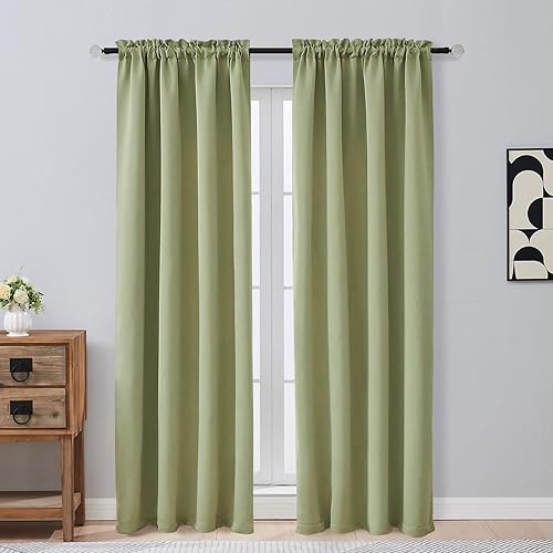 Miniatura 32 de OVZME Cortinas opacas turquesa para tratamiento de ventanas pequeñas, cortinas cortas con bloqueo de luz para ventana de cocina sobre el fregadero,
