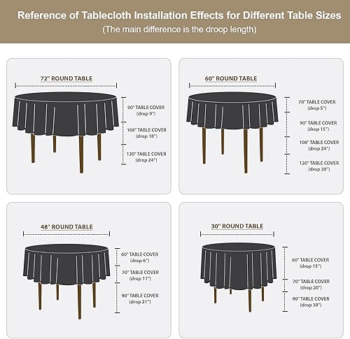 Miniatura 4 de Obstal - Mantel redondo de 210 gsm (7.41 ozm), resistente al agua, de microfibra y decorativo para uso en interiores y exteriores (60 pulgadas de