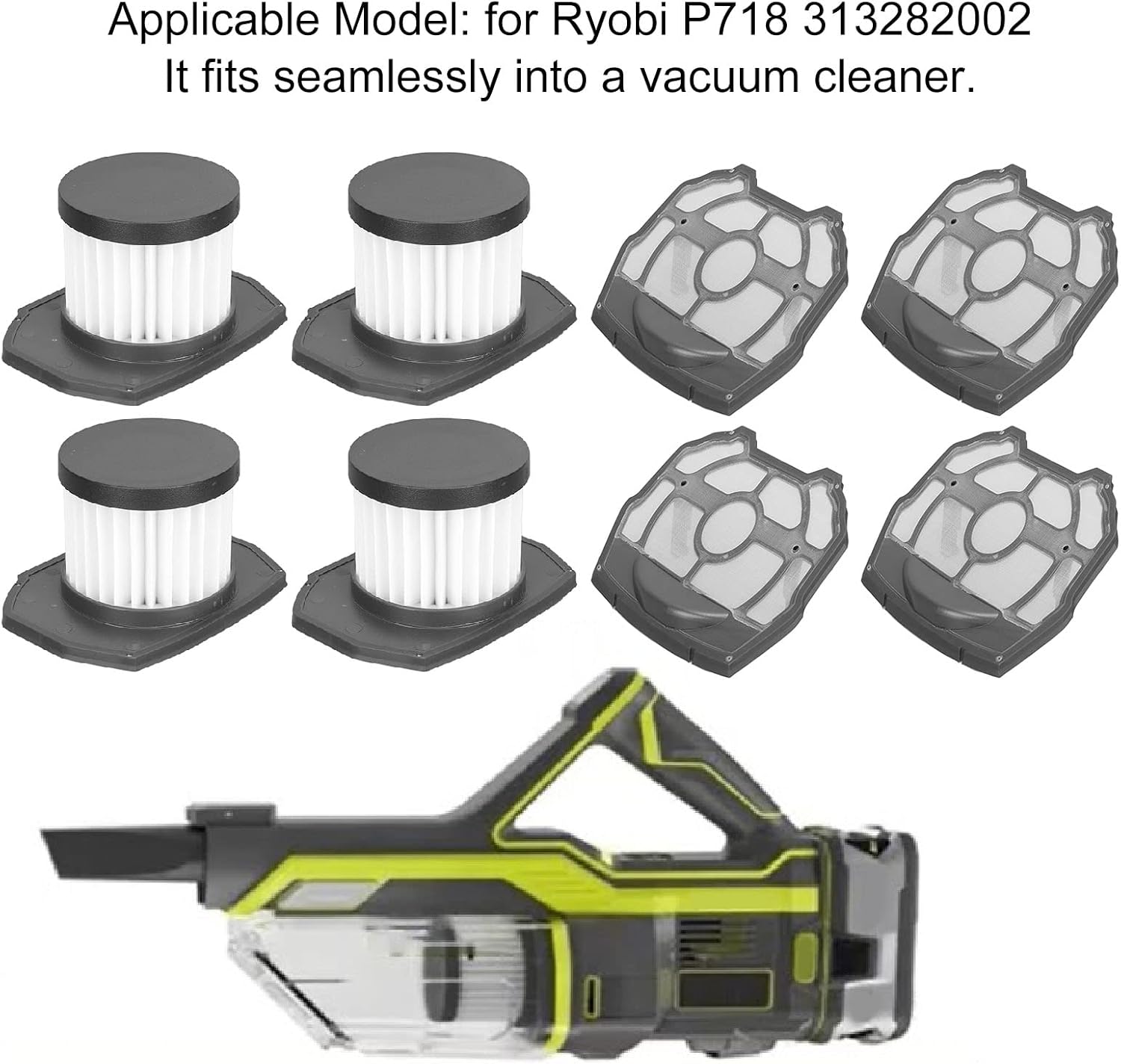 4 Pack Filter Replacement Filter Assembly with 4 Pack Pre Screen Upgraded Vacuum Cleaner Filter Replacement for P718 313282002 18 Volt Strut Stick Vacuum Cleaner