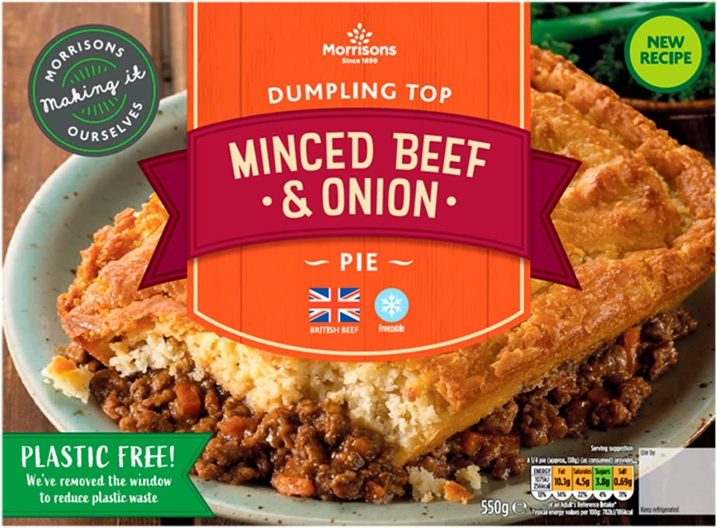 Morrisons Dumpling Topped Minced Steak Pie Suet Pastry, 550g Amazon