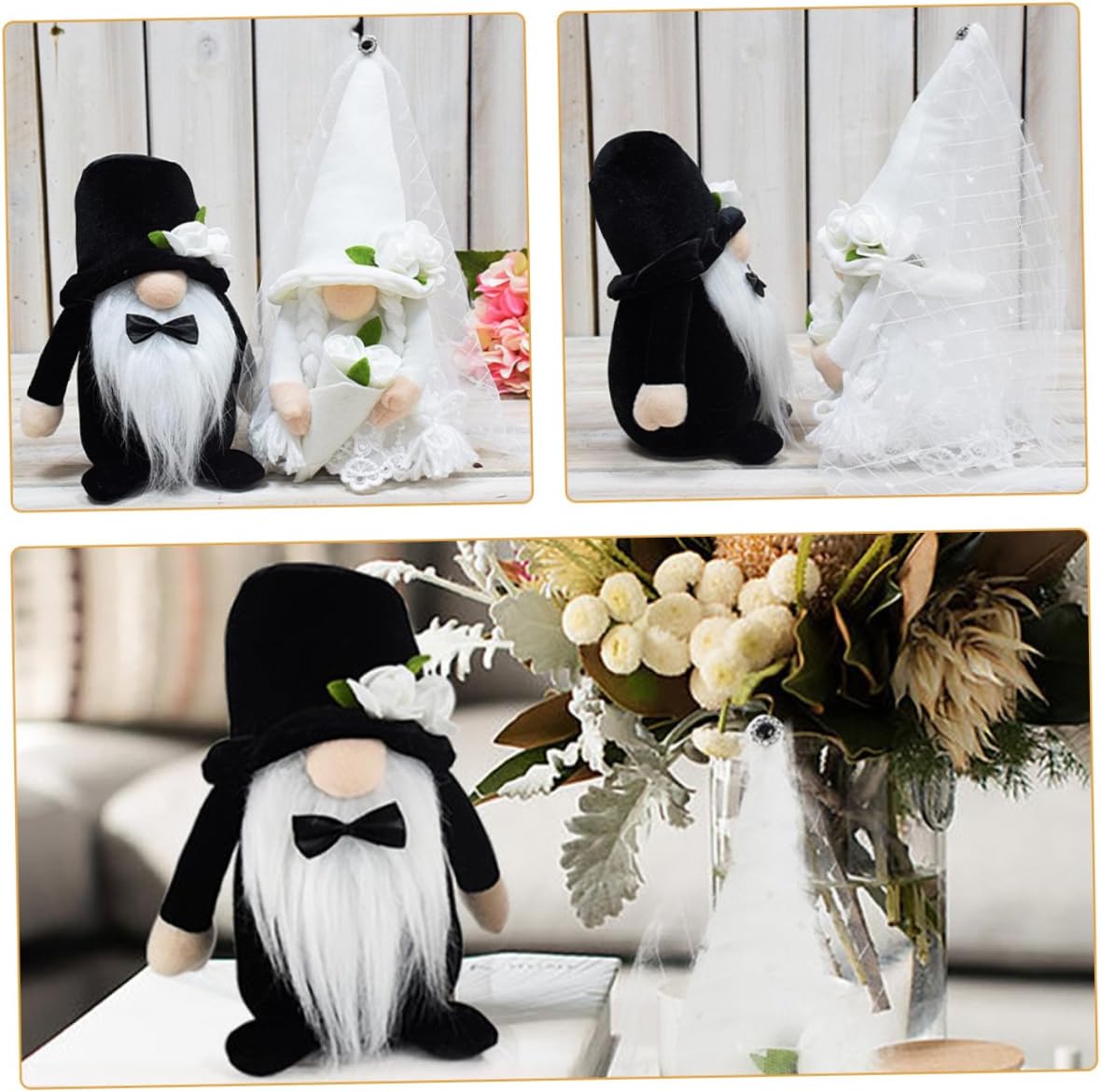 2pcs Wedding Gnomes Plush Doll Decoration for Bride Groom Charming Bridal Gnome Ornaments for Home Wedding Tabletop Centerpiece for Celebrations