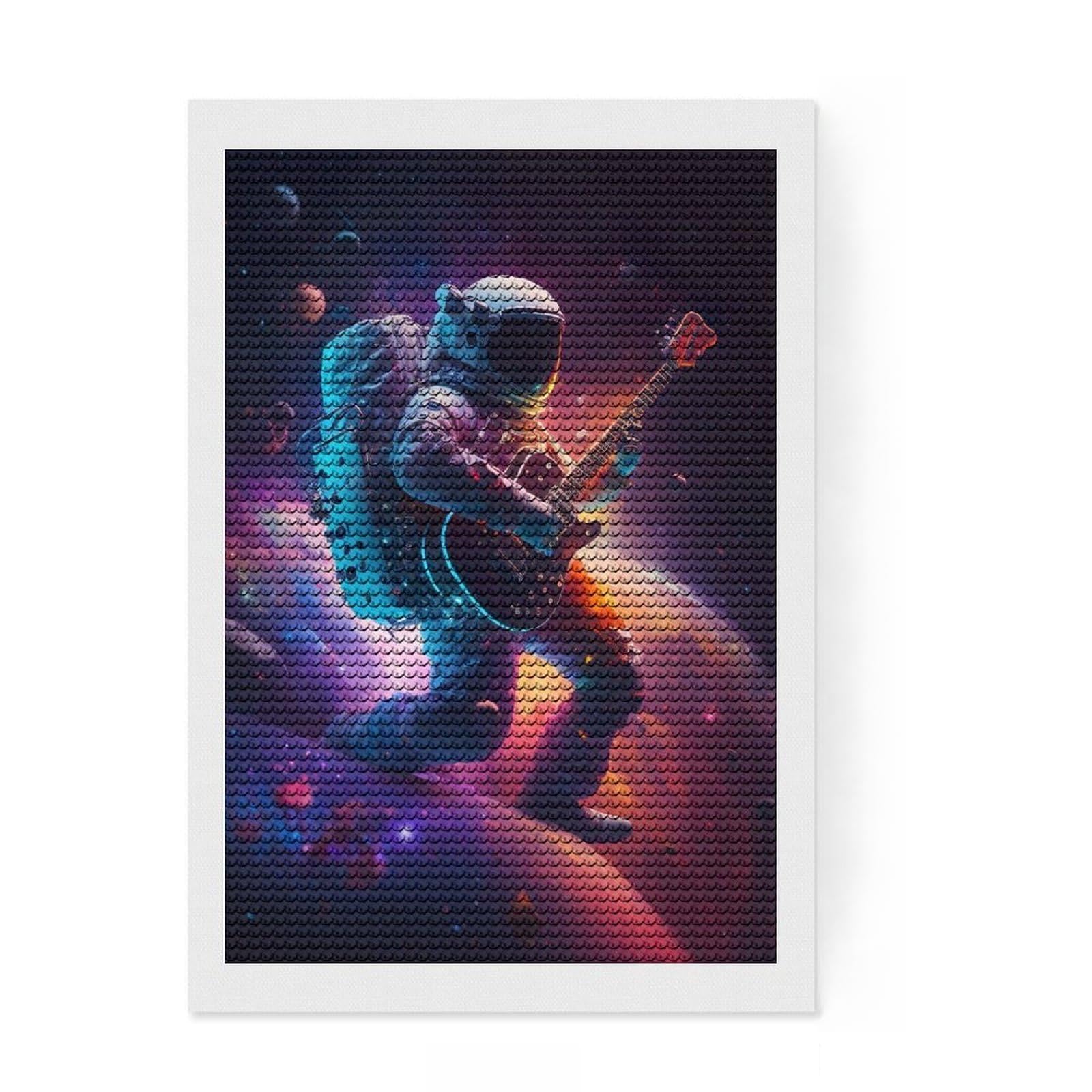 Junmoney Space Musician Diamond Painting Kit 8"x12", Easy Handmade Project, Cosy Home Accent, for Craft Lovers, Holiday Gift Idea