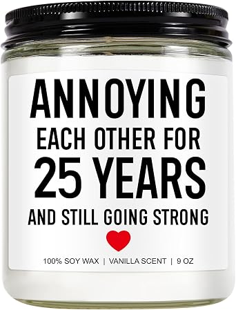 Younift Funny Scented Candle, 25th Anniversary, Gifts for Couple, 25th Wedding Anniversary Decorations, 25 Year Silver Anniv. Gifts for Husband, Wife, Him, Her, Women, Men, Friends, Parents