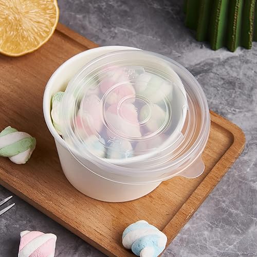 Miniatura 6 de CIAO! Tapa de polipropileno de 3.543 in de diámetro, diseñada y apta para contenedores de alimentos de papel de 8 onzas (1000 por caja)