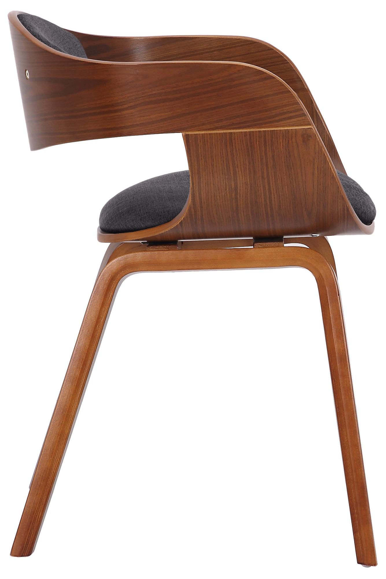 CLP Silla De Visita Kingston En Tela I Silla De Madera con Respaldo Semi-Curvado I Butaca De Salón En Estilo Escandinavo I, Color:Nuez/Gris Claro