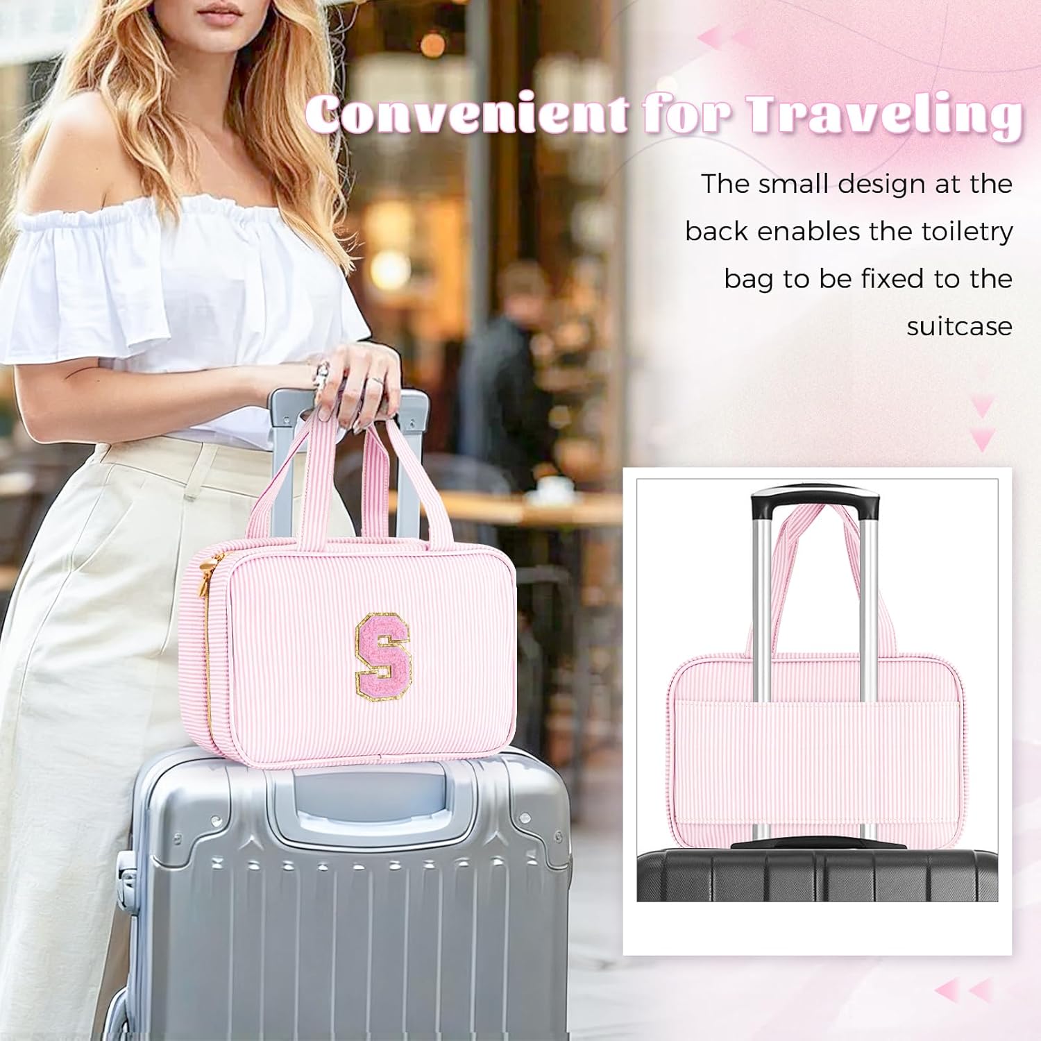 Fystdtote Valentines Day Gifts for Teenage Girls Birthday Gift for Girls Toiletry Makeup Bag Cosmetic Bag Teacher Gifts for 3 4 5 6 7 8 9 10 11 12 13 Year Old Girl Christmas Gift for Women - Pink S