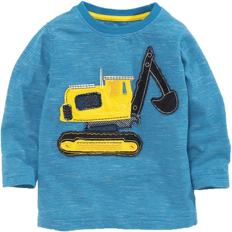 FrogwillToddler Boys Excavator Long Sleeve T-Shirt Size 2-7 Years
