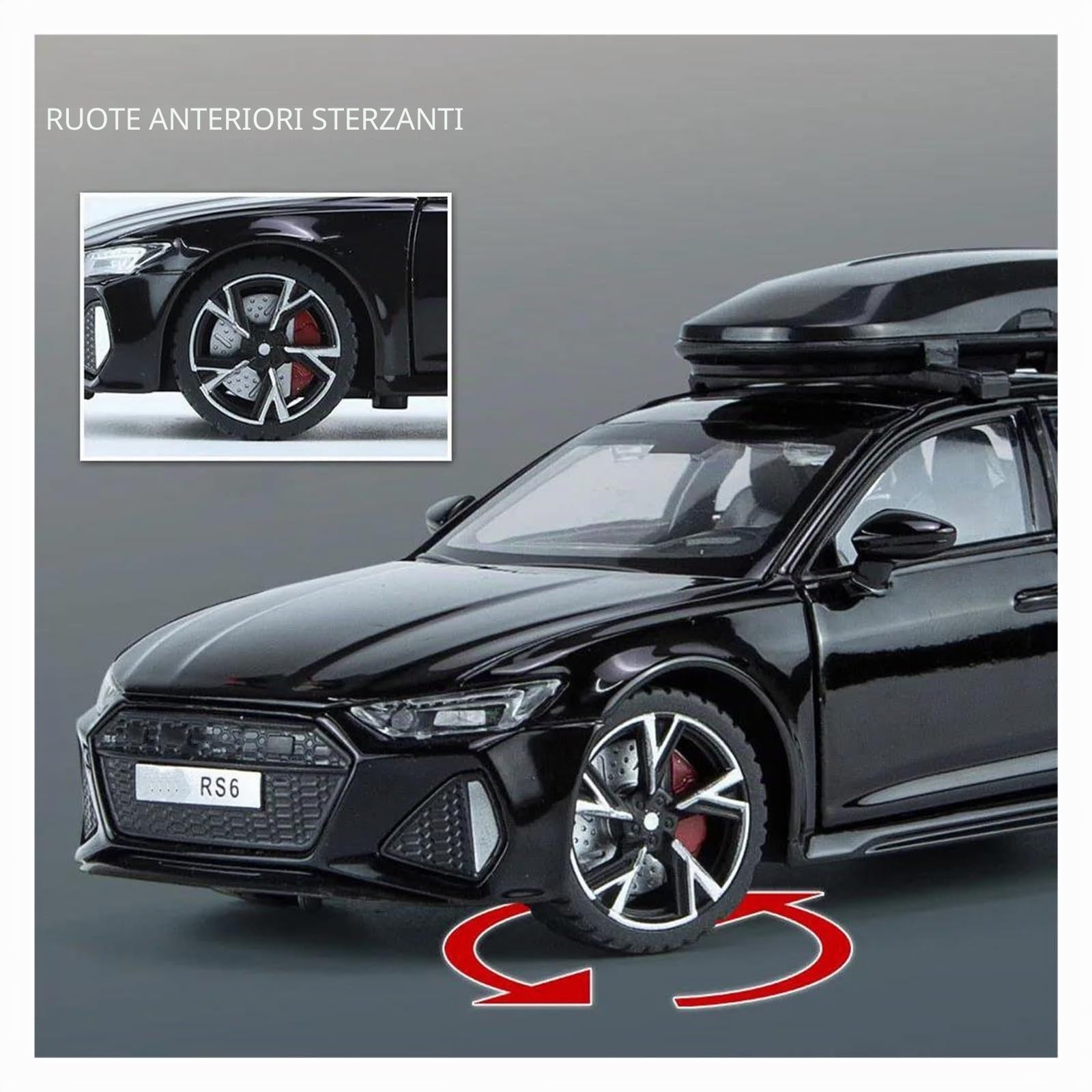 1:32 per RS6 il modello di auto con porte apribili in lega pressofusa | Con suono e luce non includere le batterie(Grey)