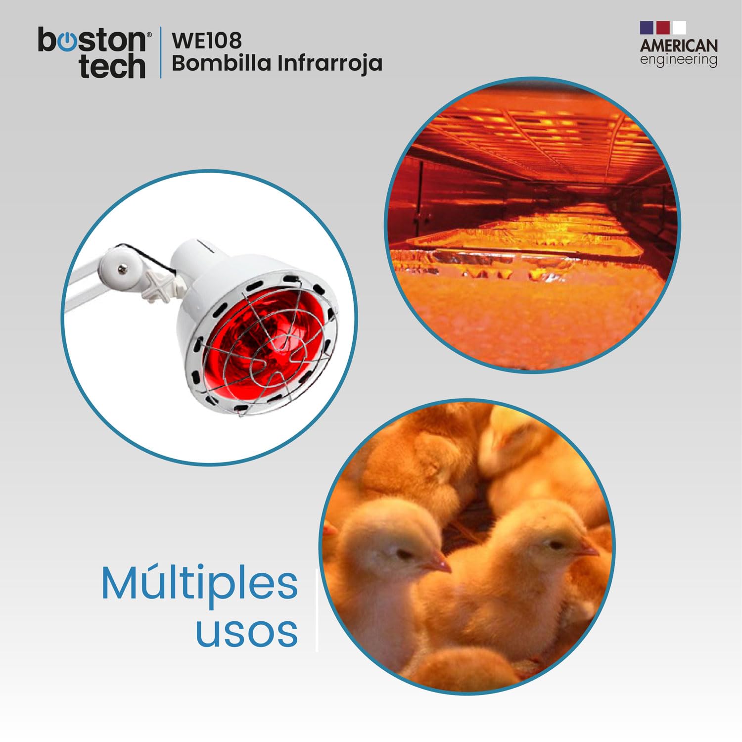 Boston Tech Bombilla Infrarroja para Termoterapia. Alivio para dolores musculares MEDIDAS 12 x 0,03 x 16,5 cm - ROSCA E27
