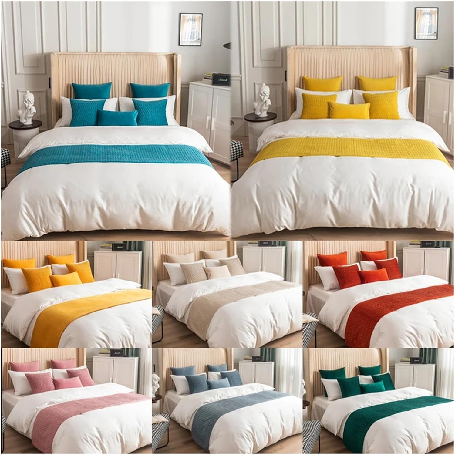 Velvet Wavy Pattern Bed Towel Home Hotel Throw Bed Runner Dining Wedding Party Decor Bed Tail Towel Pillowcase(01,45x180cm Bed Runner)