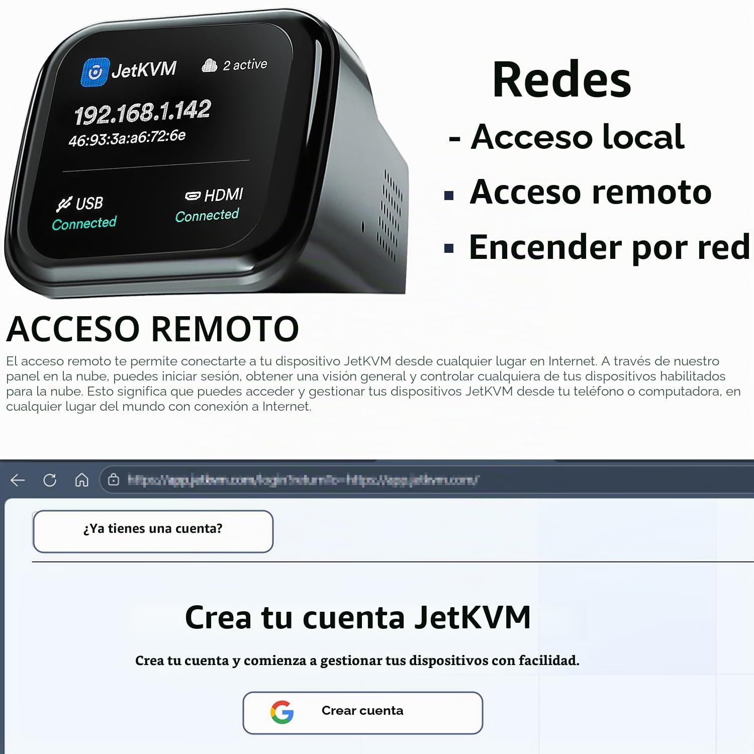 SZ JetKVM KVM sobre IP computadora de control remoto, pantalla táctil IPKVM de código abierto LCD para estado IP/MAC/HDMI/USB, interruptor KVM para oficinas en casa y centro de datos 1080p 60FPS