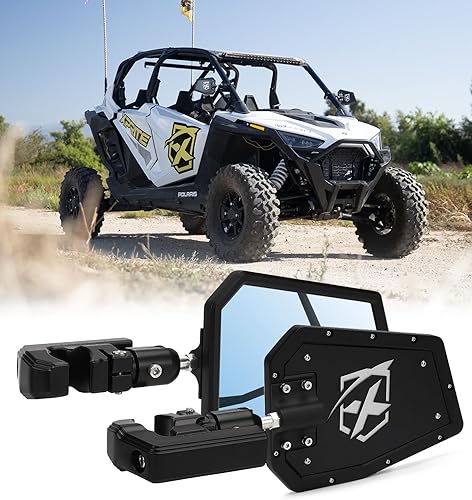 Miniatura 8 de Xprite Espejos laterales UTV para jaula de barra enrollable de 1.75 a 2 pulgadas, soporte ajustable de aluminio resistente para todoterreno, lado a