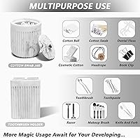 Vista 4 de Juego de 5 accesorios de baño de mármol blanco de resina, dispensador de jabón de loción, soporte para cepillo de dientes, vaso de baño, soporte