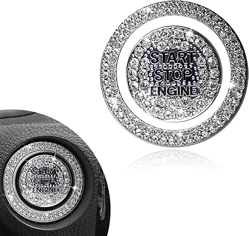 Yumfugu Kit de decoración de bisel de botón de arranque de un botón de encendido para automóvil, cubierta para interruptor de encendido con diseño