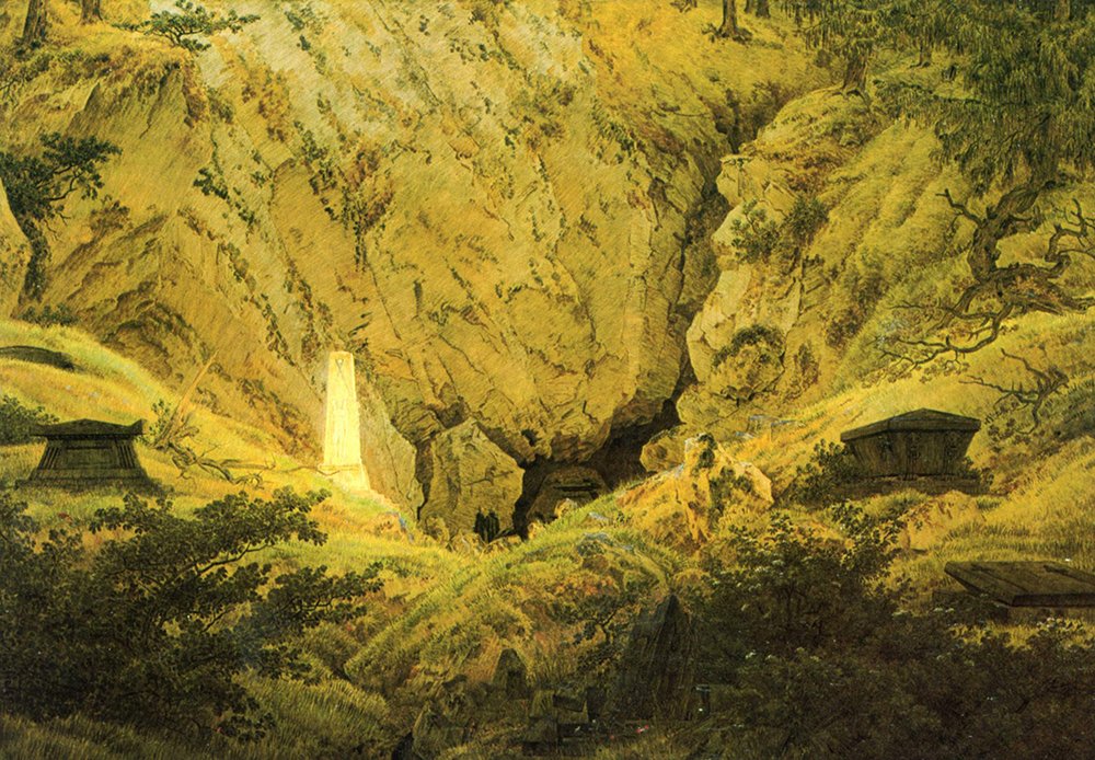 Decoración romántica con el cuadro de Caspar David Friedrich y marco negro de salón